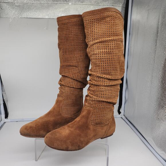 Ugg Boots 6 Brown Abilene Chestnut Knee High Slouchy Suede Boho Academia Flat - Picture 3 of 16